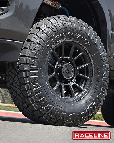 Miniatura 3 de Raceline Rueda de calibre 950B negro satinado de 16 x 8 pulgadas, 5 x 114.3, patrón de pernos de 0.000in de desplazamiento(4.5 "BS) ruedas de