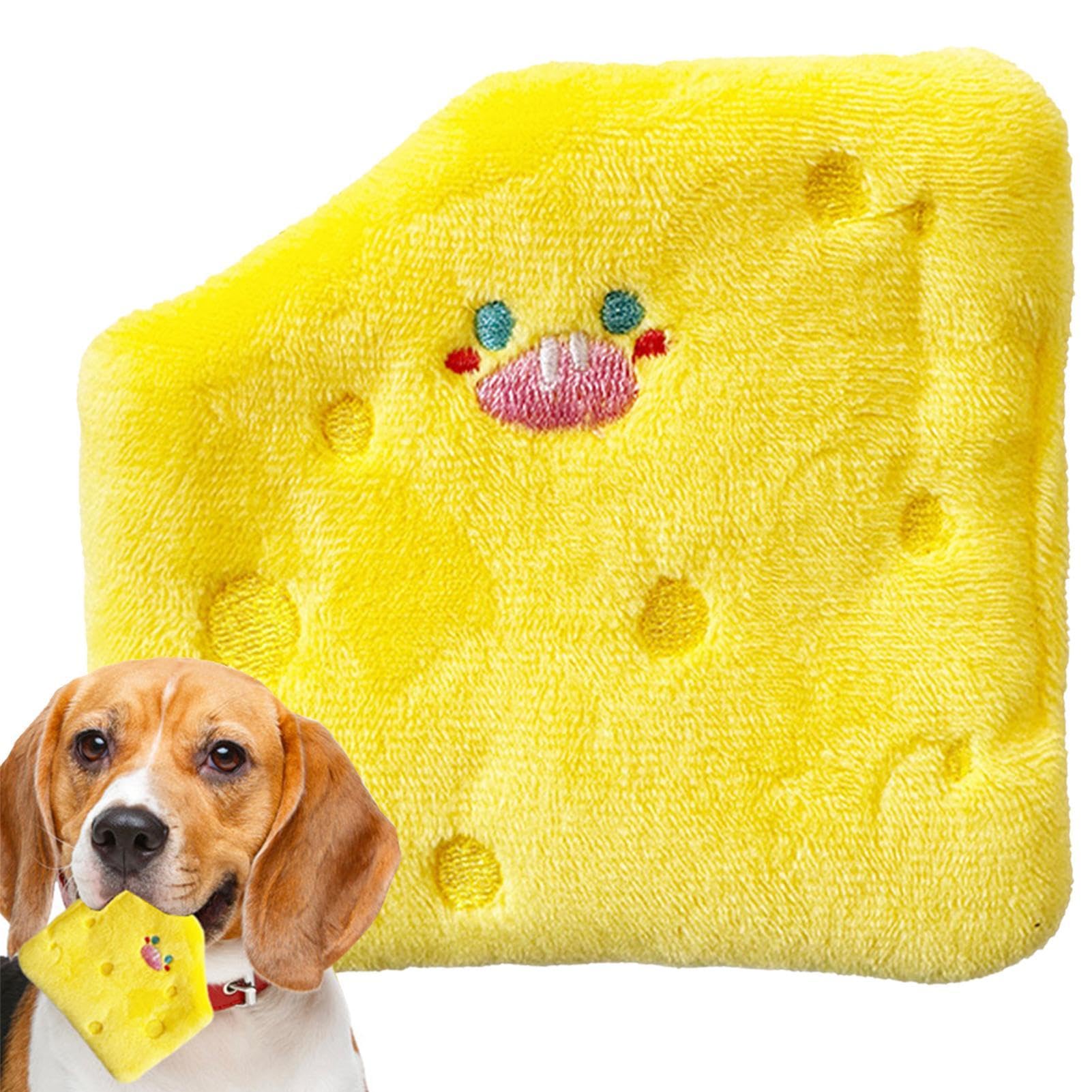 Cartoon Cheese Plush Squeaky Toy for Dogs, Squeaky Plush Toy for Dogs, Squeaky Dog Toy, Interactive Dog Toy with Sounds for Indoor Use for Chewing Training F