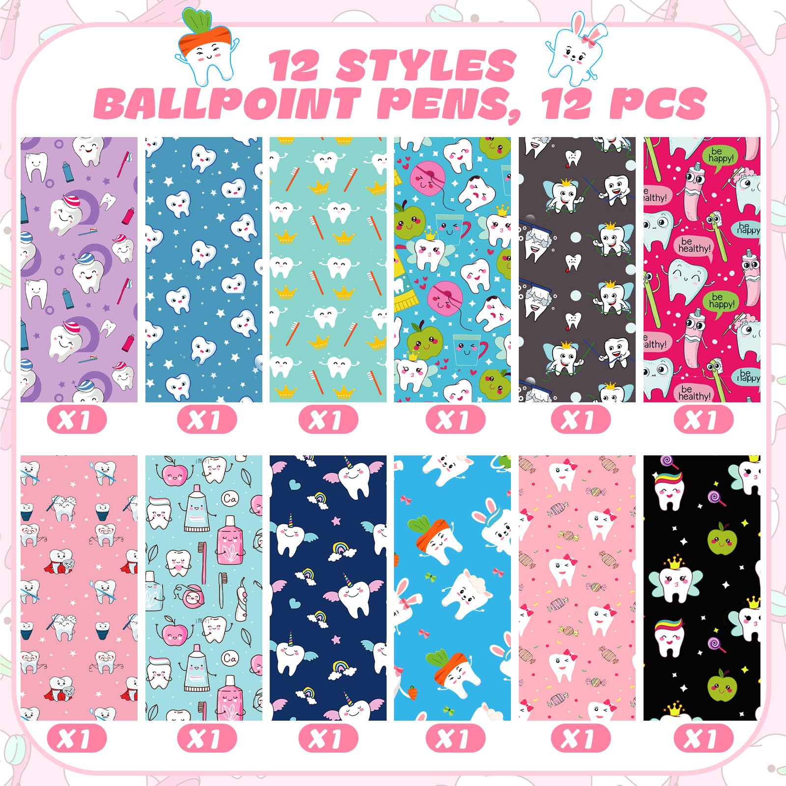 Sayglossy 24 blocs de notas de dientes para asistentes dentales, diarios de dentista, cuaderno de bolsillo pequeño, bolígrafos de 1 mm, tinta negra, regalo de dientes para oficina, escuela, papelería
