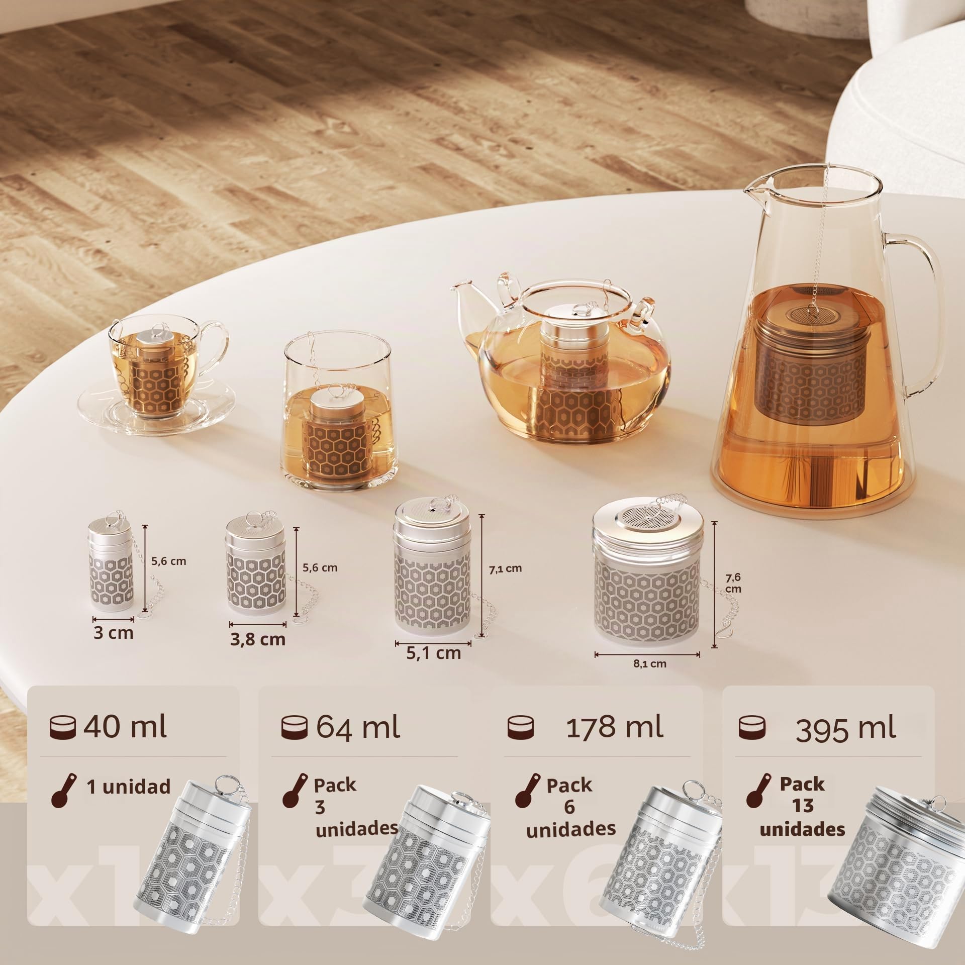 Infusor de té acero inoxidable 3,8 x 5,6 cm colador malla extrafina