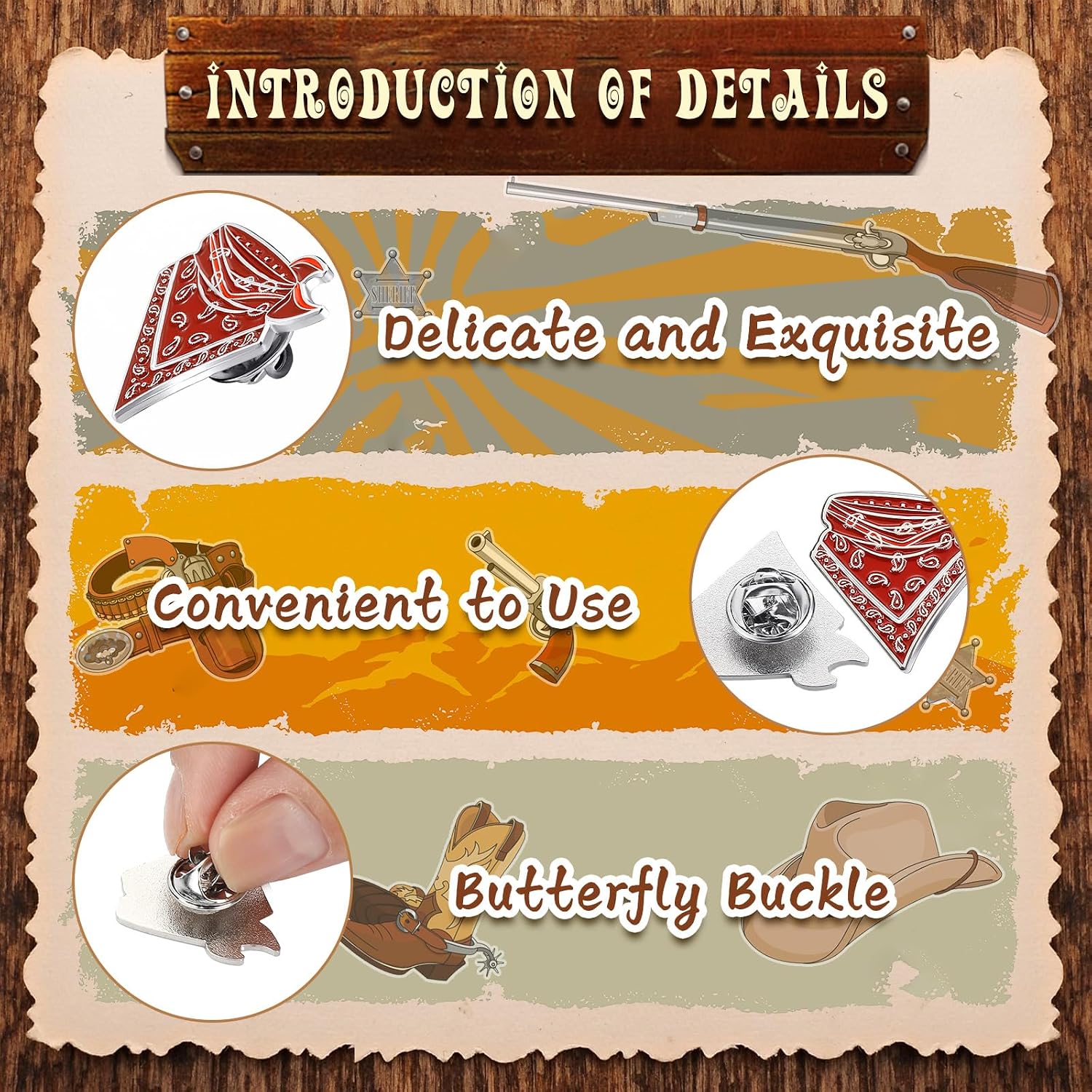 Crowye 36 Pcs Cowboy Western Lapel Pin for Men Women Cowboy and Cowgirl Pin Zinc Alloy Backpack Hat Pins for Western Party Jewelry Decorations, 9 Styles