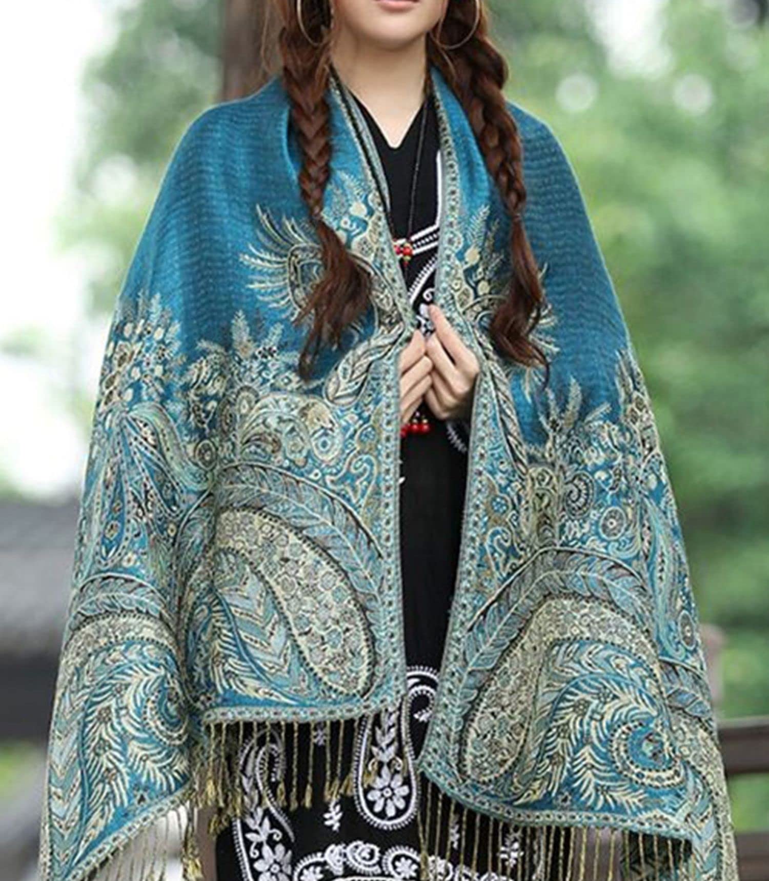 GFM Écharpe de style pashmina de fleurs en mosaïque.(MSC-A)