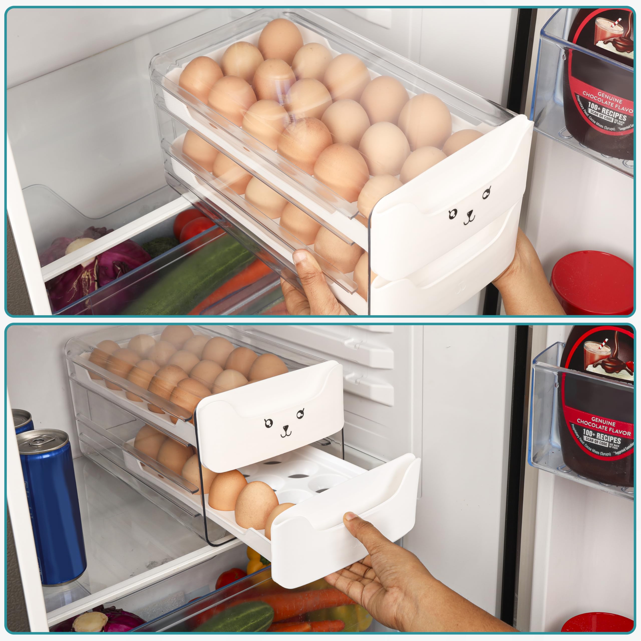 Boîte De Rangement à œufs Pour Frigo - Tiroir Coulissant Automatique - Peut Contenir 18 à 20 œufs - Couvercle Empilable