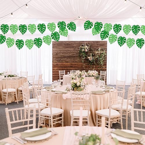 Miniatura 4 de Sumind 4 guirnaldas de hojas tropicales hawaianas Luau, decoraciones con purpurina de hojas de domingo de palmeras para cumpleaños, suministros de