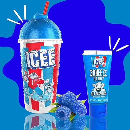 Miniatura 3 de ICEE Squeeze Candy - Tubos de gel de caramelo caramelos líquidos exprimibles con sabor a frambuesa azul y cereza aperitivos nocturnos de cine o