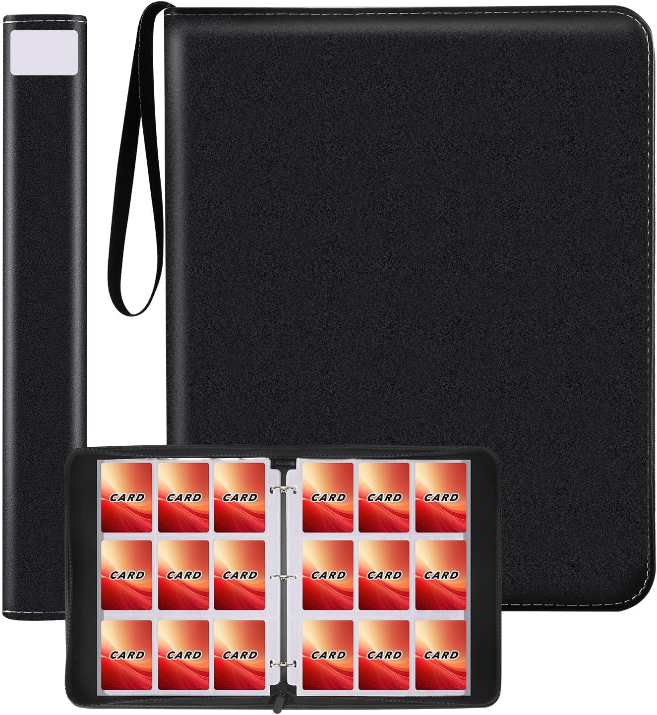 Trading Card Album - Holds 900 Cards, 50 Pages, 9-Pockets Per Page, Zippered PU Binder For Collectors