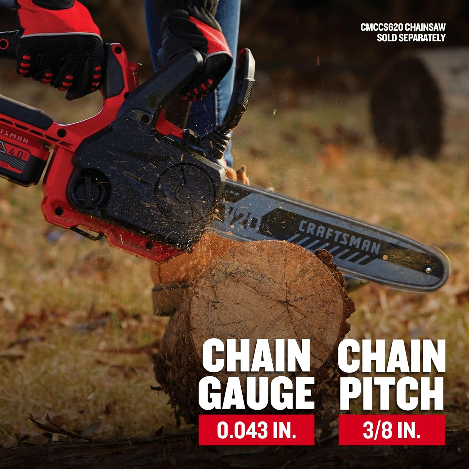 CRAFTSMAN 12 inch Chainsaw Chain, Replacement Chain for CMCCS620, CMCCS630 Series, 0.043 Inch Gauge, 3/8 Inch Pitch (CMZCSC12)