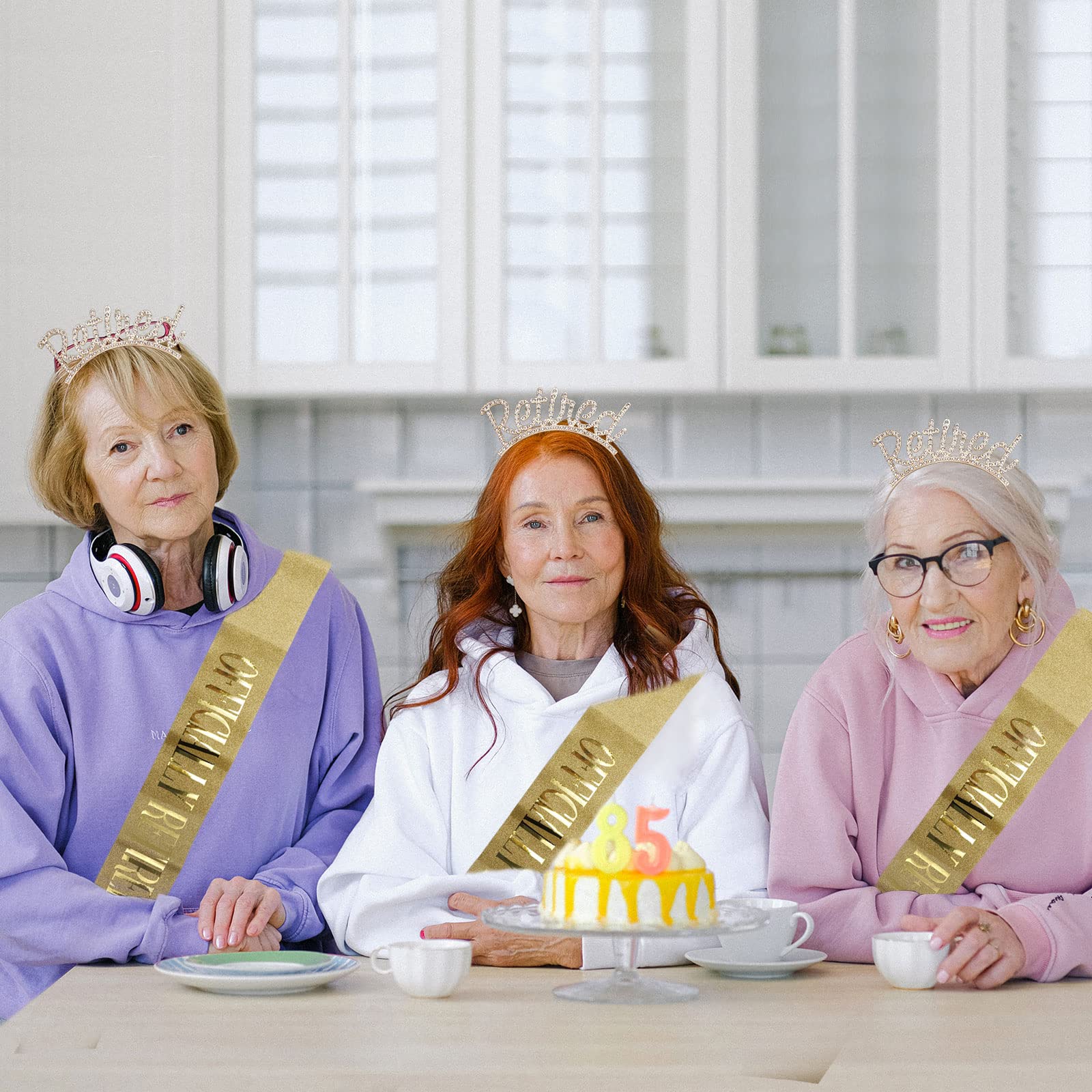 GIMOCOOL Corona in Pensione - Regali in Pensione per Le Donne - Fascia di pensionamento e Set di Tiara, Corona di Tiara d'oro, Fascia di pensionamento