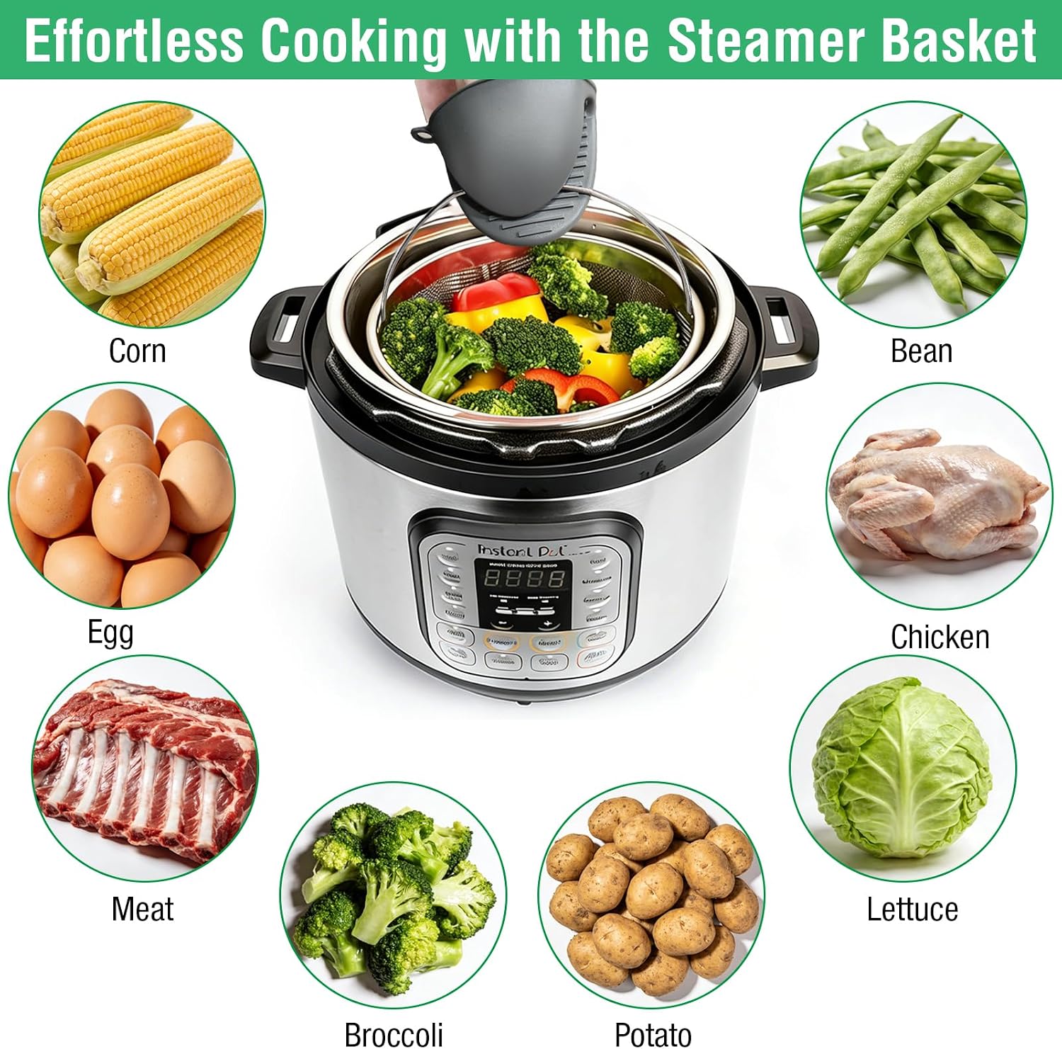 Steamer Basket, Stainless Steel Mesh Strainer Insert 8.38 x 5.3 Inch