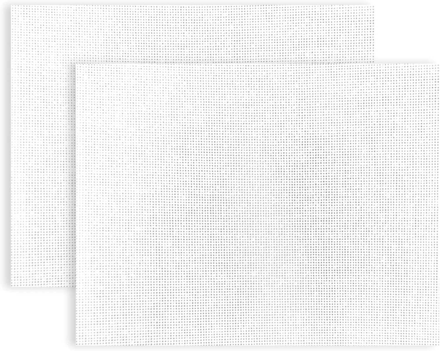 Hxszk 2 Pack 13 Mesh Needlepoint Canvas Blank White 100% Pure Cotton 18x14 Inches for Embroidery Cross Stitch Knitting Crochet DIY Crafts Needlework Projects