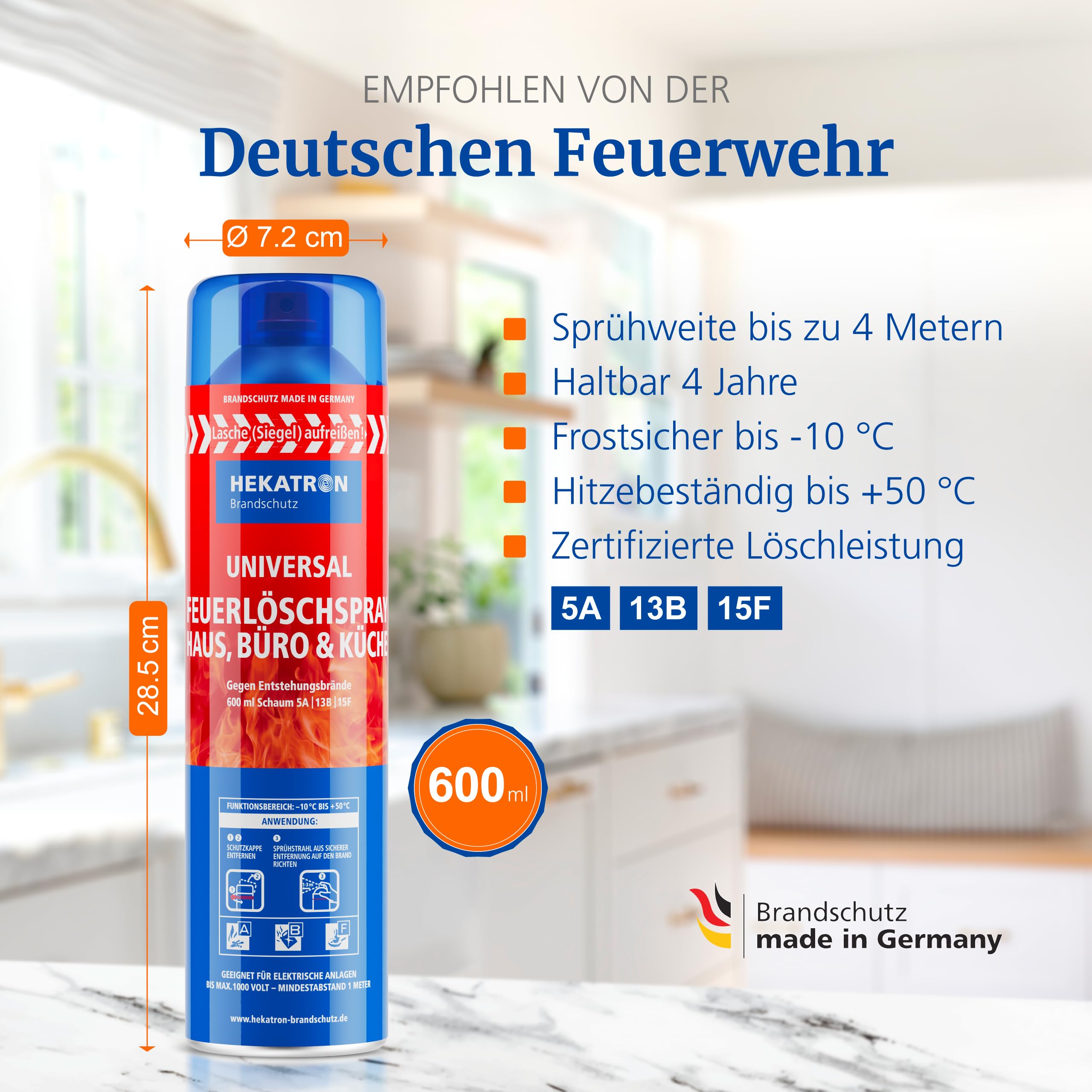 Hekatron Schaumfeuerlöschspray 600ml Brandklasse: A, B, F Inhalt 1 Pezzo