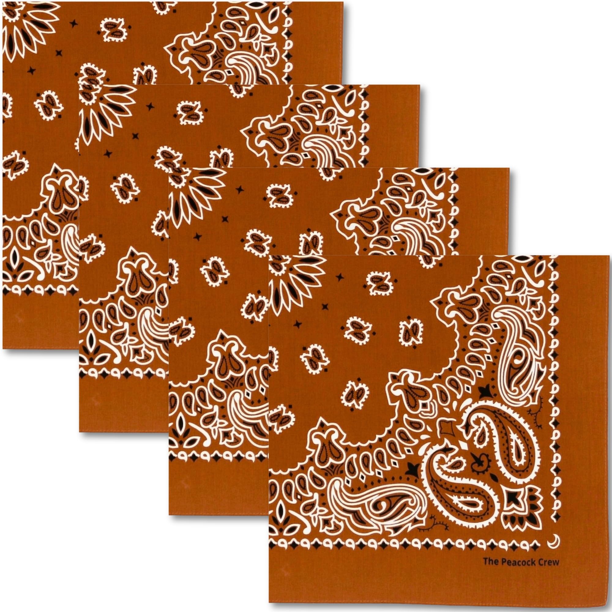 The Peacock Crew Premium Soft Cotton Bandanas Pack for Men and Women Paisley 22 x 22 inches