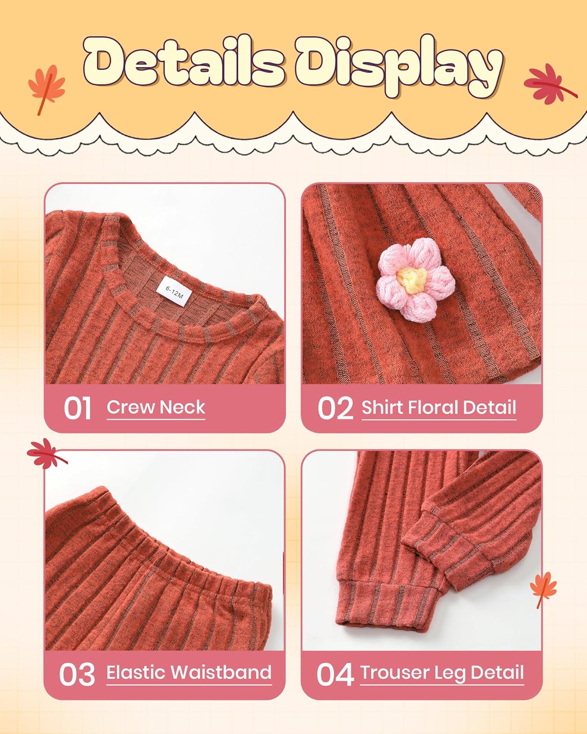 Mioglrie Toddler Baby Girl Clothes Fall Winter Outfits Infant Girl Sweatshirt Top 6 9 12 18 24 Months 2T 3T Pants Set - Image 5