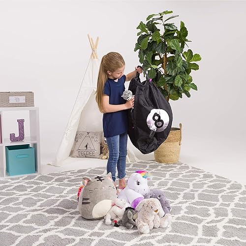 Miniatura 244 de Posh Funda de Silla Puf Rellenable para Almacenamiento de Animales de Peluche para Niños - Organizador de Juguetes Infantiles, Grande-38 - Lona