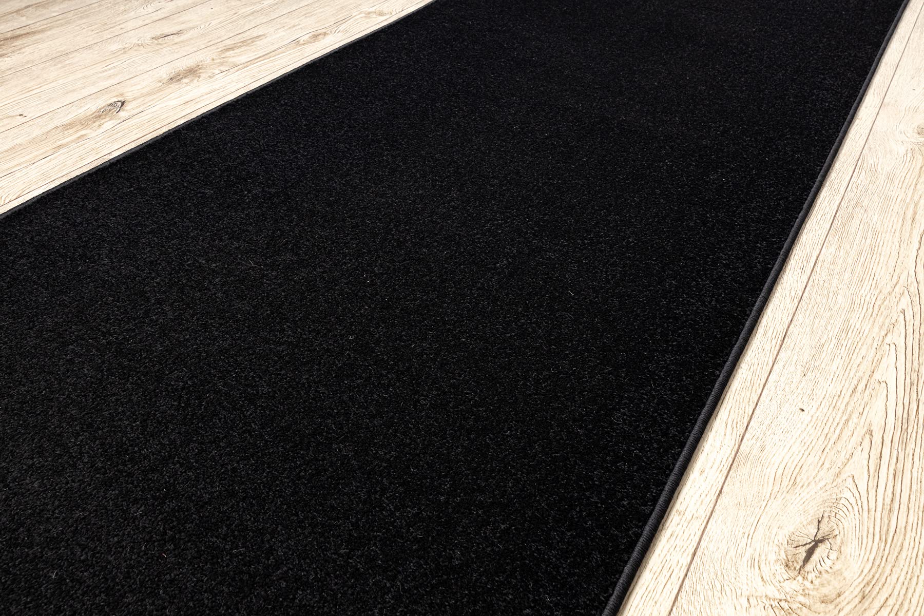 rugsx Tapis Couloir KARMEL Lisse - Tapis de Passage uni pour la Cuisine, Le Salon et Le Couloir - Noir - 60x300 cm