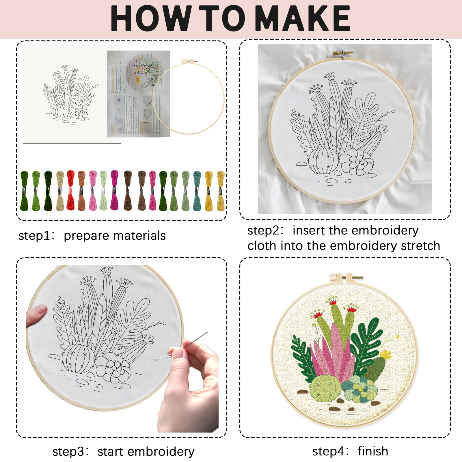 Amazon.co.jp: INFUNLY 初心者向け大人向け熱帯植物刺繍キット 4