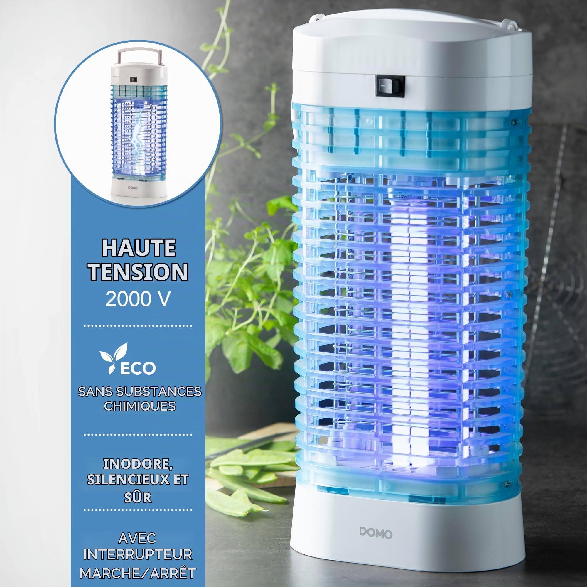DOMO KX006N/2 Lampe Anti Moustique Électrique - Anti Insectes Volants avec UV 5,5 W - Anti-Moustique intérieur - 2000 V - Silencieux et sans Odeur - Électrique Anti Moustique