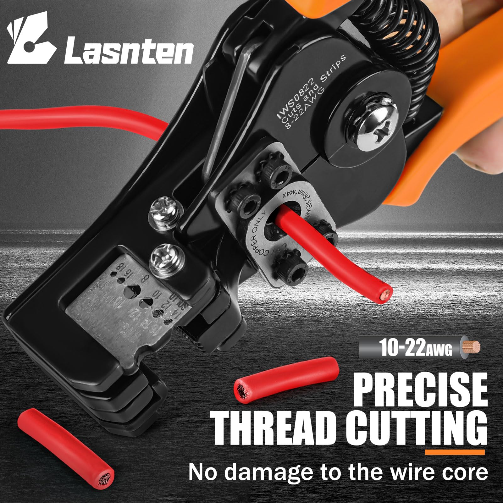 Lasnten Pelacables de alta resistencia para electricista, autoajustable, herramientas pelacables compatibles con 8-20 AWG sólido y trenzado de 10-22 AWG