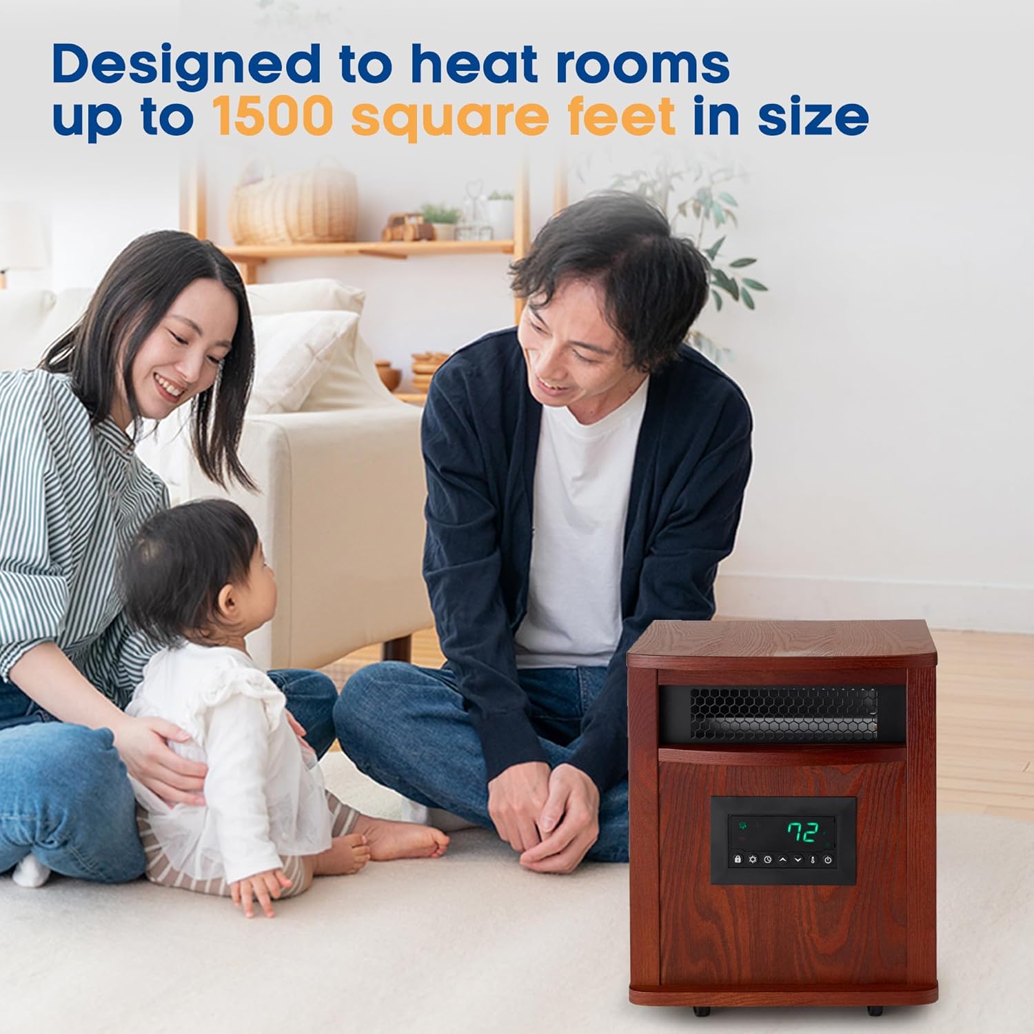review LifeSmart Electric Space Heater, Indoor Quartz Heater w/Remote, LifePro 6 Element, Brown