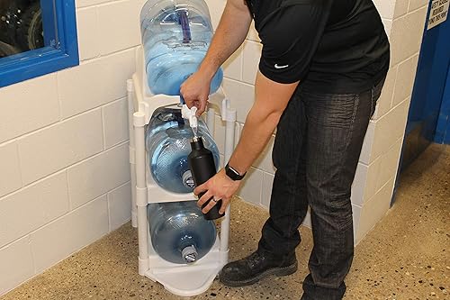 Miniatura 8 de Bottle Buddy Cascada Pour & Store System Sistema de botella de agua, estante de almacenamiento de jarra de 3 niveles de 5 galones con protector de