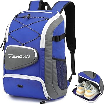 Gym Backpack for Men Women with Shoes Compartment & Wet Pocket 30L Travel Laptop Rucksack Waterproof Casual Daypacks Sports Duffel Bag for Swimming Yoga, Blue