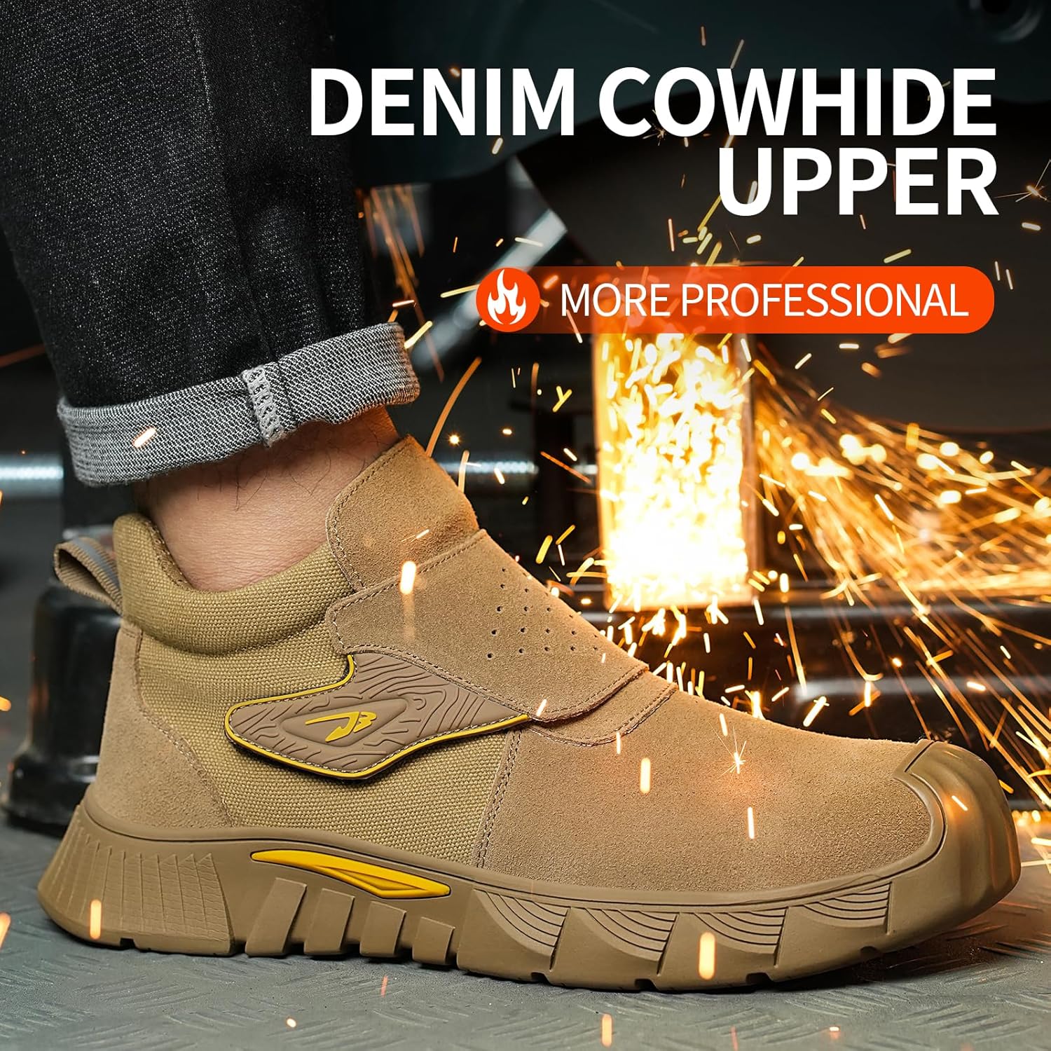 Welding Boots for Men Slip On Work Boots for Men Fireproof Steel Toe Boots Men's Steel Toe Shoes Indestructible Safety Toe Shoes Construction Boots for Welder Men's Work Shoes. - Image 4