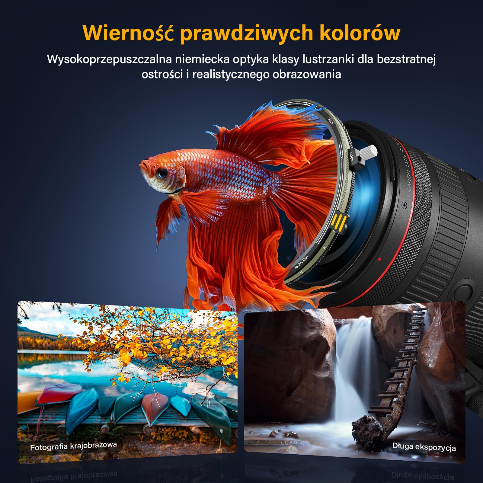 H&Y Nova Filtr magnetyczny ND3-32 o zmiennej gęstości z filtrem CPL 77 mm 2 w 1 (1,5-5 stopni) i filtrem polaryzacyjnym kołowym. Szkło optyczne HD German, wielowarstwowa powłoka nano, NVD-77