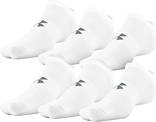Under Armour Adult Essential Lite No Show Socks, 6 Pairs , White , Large