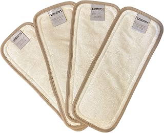 Absorbent Washable Reusable Infant Baby Cloth Diaper 6 Layer Inserts, Bamboo Hemp/Cotton (4 Pack)