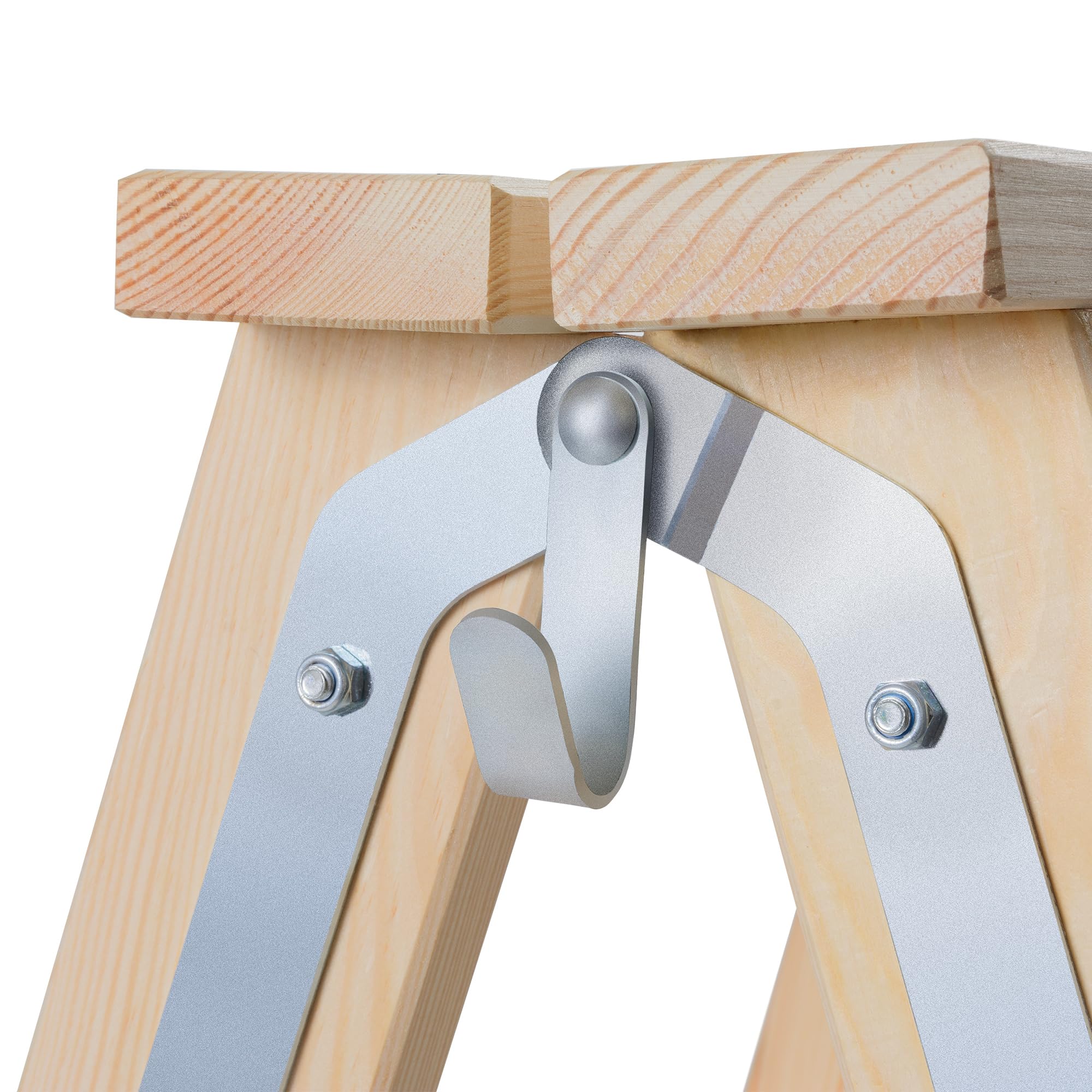 KADAX Escalera de madera plegable de 5 peldaños con gancho de acero, escalera de caballete para pintura, escalera doméstica