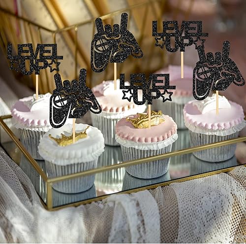 Miniatura 5 de 24 adornos de cupcakes de nivel superior, temática de videojuegos, baby shower, decoración de fiesta de cumpleaños para niños, controlador de