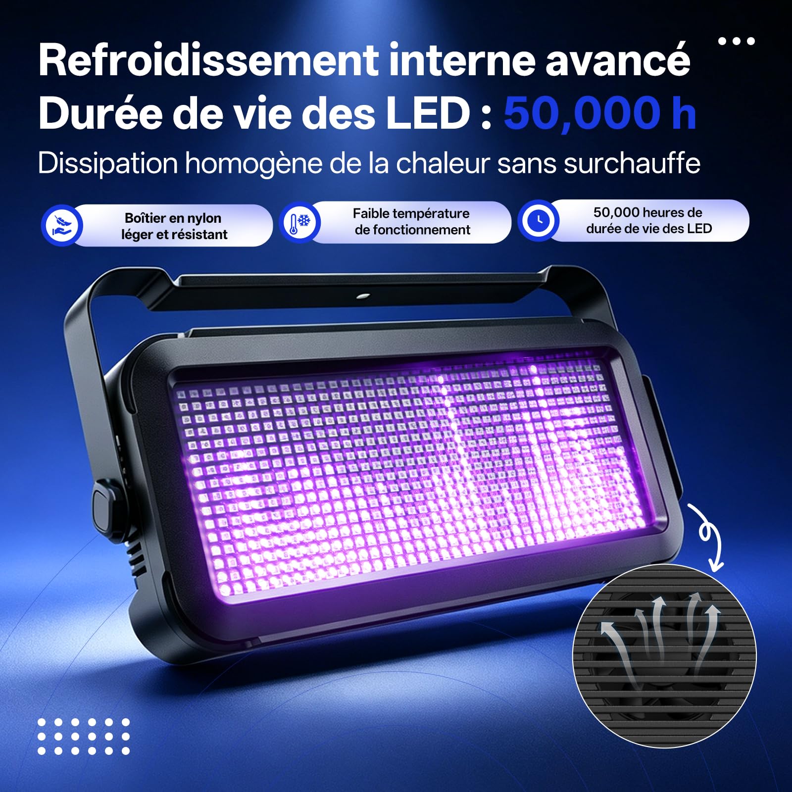 120W Wallwasher LED pour Extérieur, 640 x 0.5W RGB LEDs Stroboscope avec Son Activé et 32 Effets Lumineux, Éclairage Lumière de Scène DMX pour Fêtes Mariages Halloween Noël Jardin Terrasse