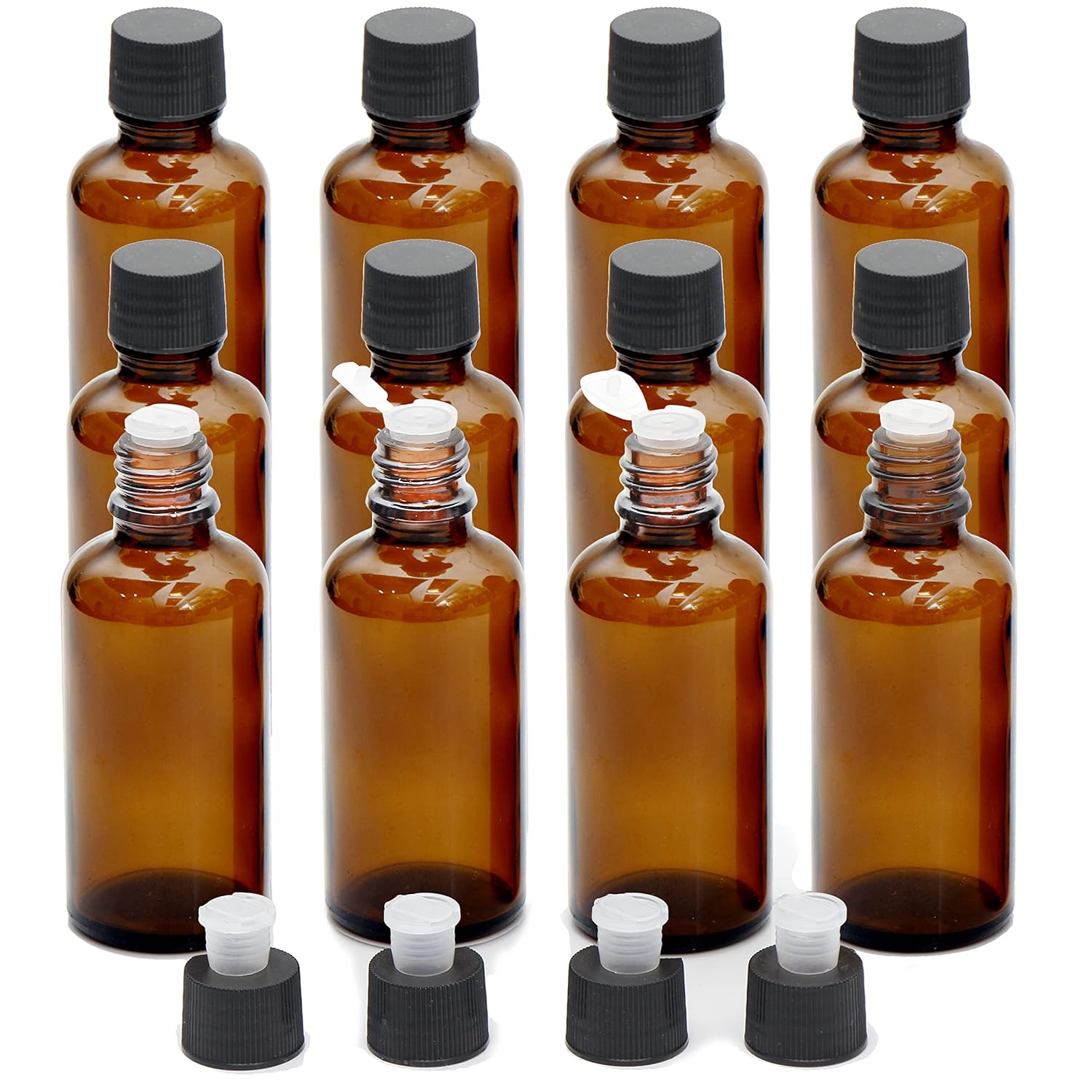 Youngever Essential Oils Bottles, 16 Pack 2 Ounce Amber Glass Vials Bottles with