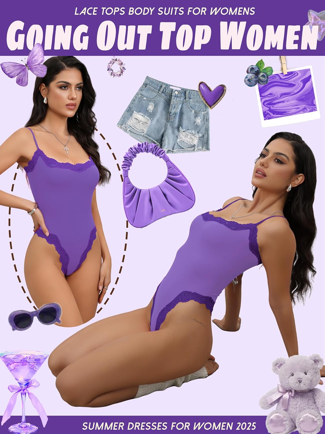 Starrylion Lace Body Suit Square Neck Tops for Women Sleeveless Spaghetti Strap Tank Top Bodysuits for Women Sexy Jumpsuit - Image 4