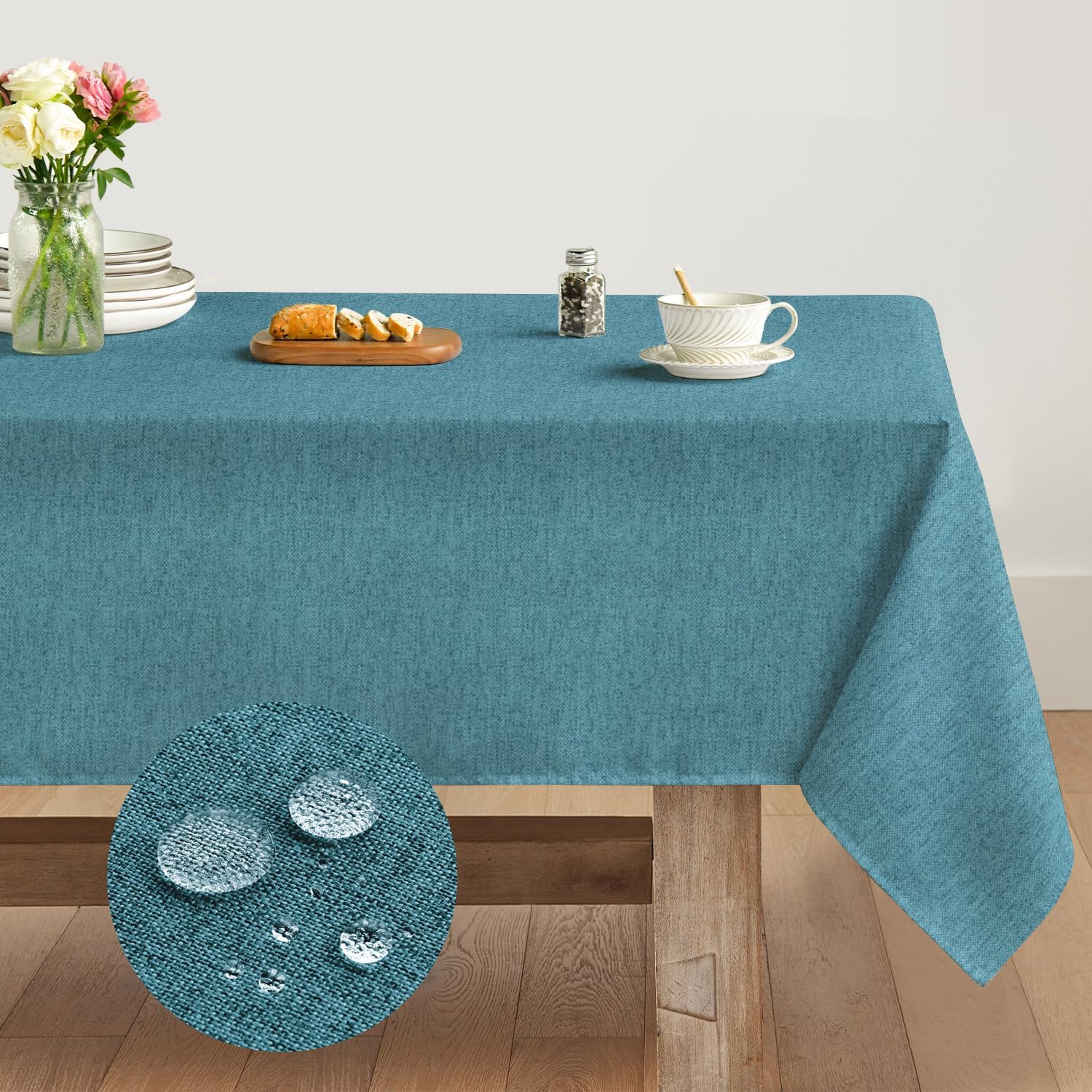 Artoid Mode Aqua Table Cloth, Rectangular 140x110 cm Seasonal Fall Table Cover Waterproof Water Resistant Protector For Party Home Decorations