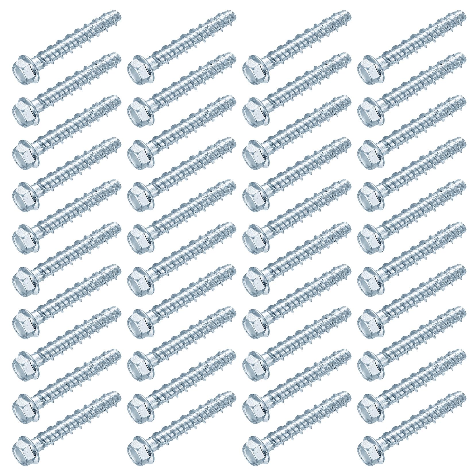 Set di 40 viti per calcestruzzo M6 x 50 mm, testa esagonale, viti per calcestruzzo zincate con disco per muratura architettura industriale