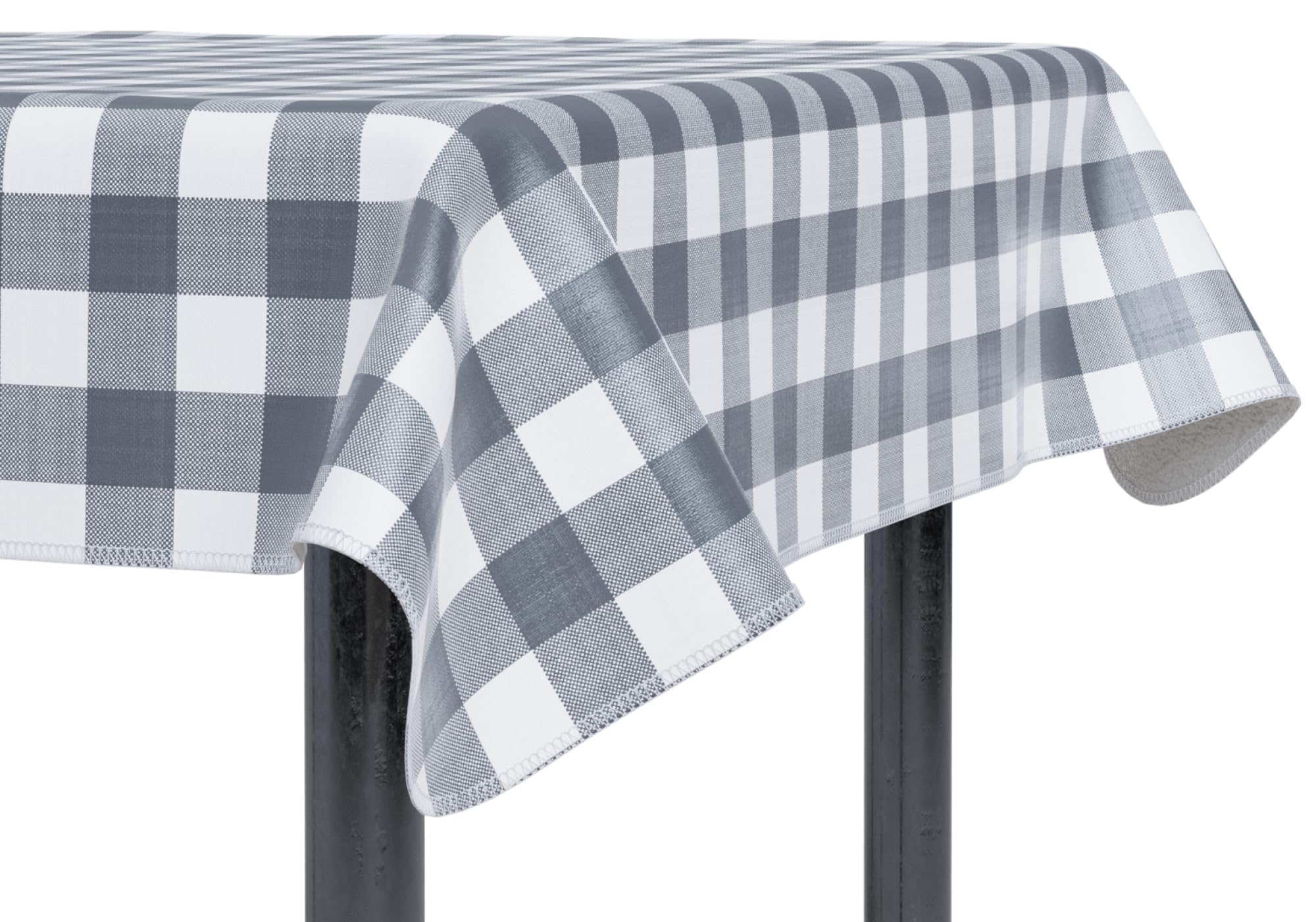 sorfey tablecloth - vinyl with flannel back, 60"x84" rectangle, water proof, easy to clean, checked gray design