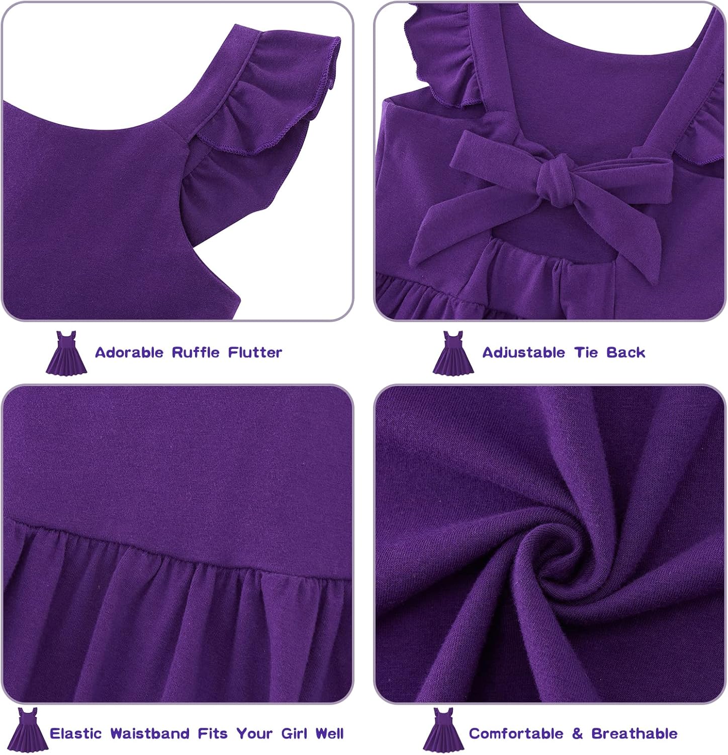 Little Girls Tie Back Dress Kids Vintage Sundress Casual Sleeveless Dresses 3-7 Years - Image 8