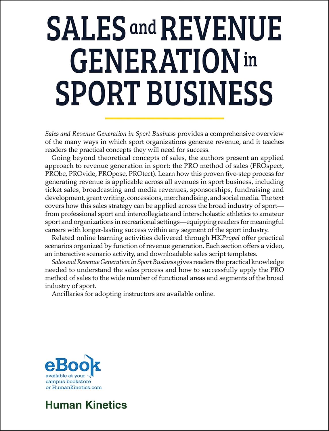 Sales and Revenue Generation in Sport Business