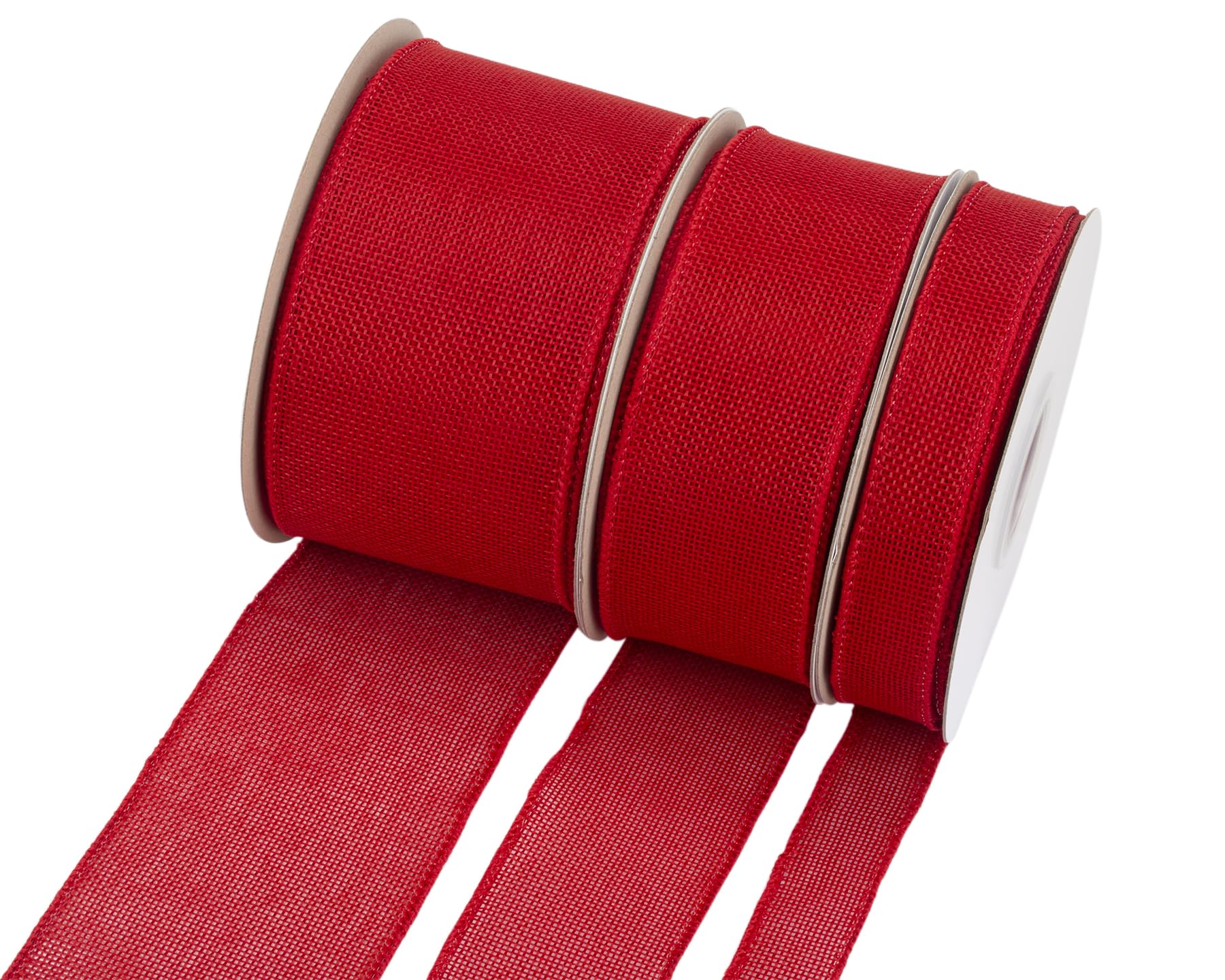 Ribbonitlux Red Burlap Wired Ribbon, 100mm x 18 Meters, Wired Edge Burlap Ribbon for Gift Wrapping Big Bow, Wreath - Image 3