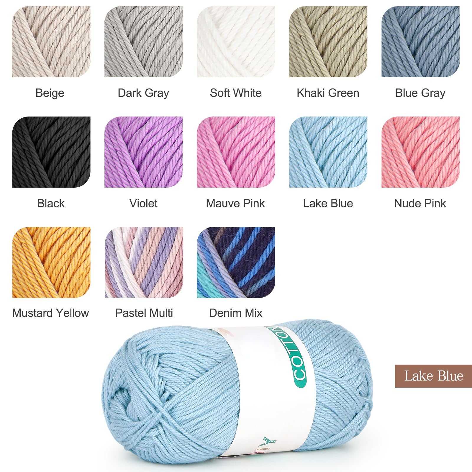 Reessy 100% Cotton Yarn for Crochet and Knitting 6 Skeins (50g Each, 300g Total) - Image 4