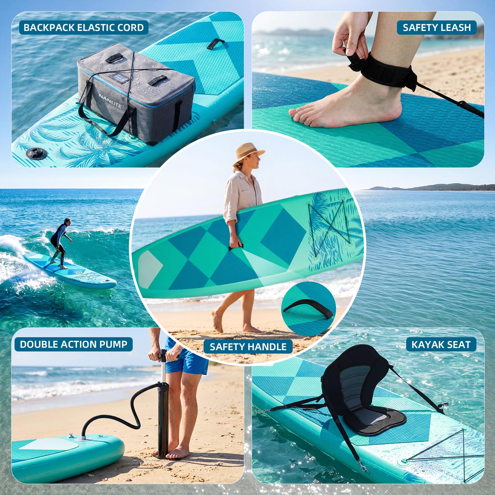SMOOL SUP Aufblasbares Stand Up Paddle Board 335cm*80cm | Paddleboard für Erwachsene & Anfänger, rutschfeste Eva-Deck, inkl. komplettes Zubehör, Allround SUP für See Fluss Meer