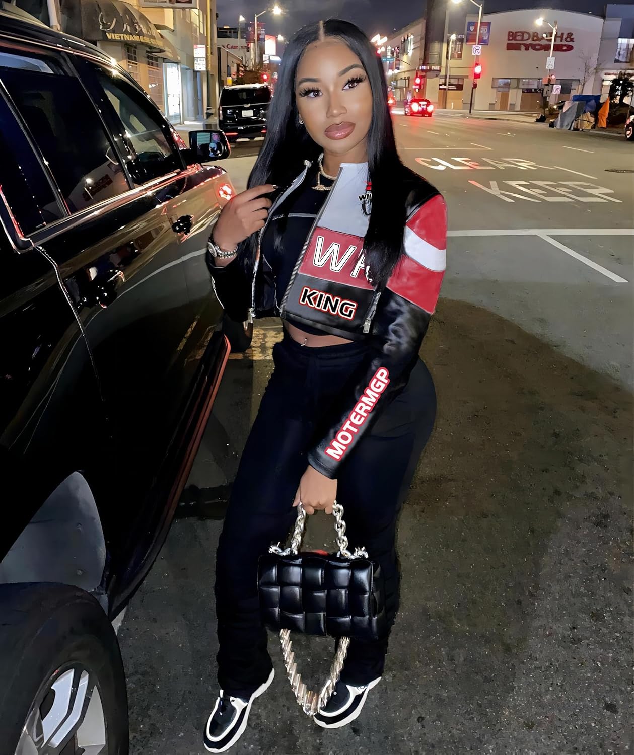 VOIKERDR Leather Jacket Women Zipper Moto Biker Short Leather Jacket Women Bomber Jacket Women Faux Leather Jacket - Image 3