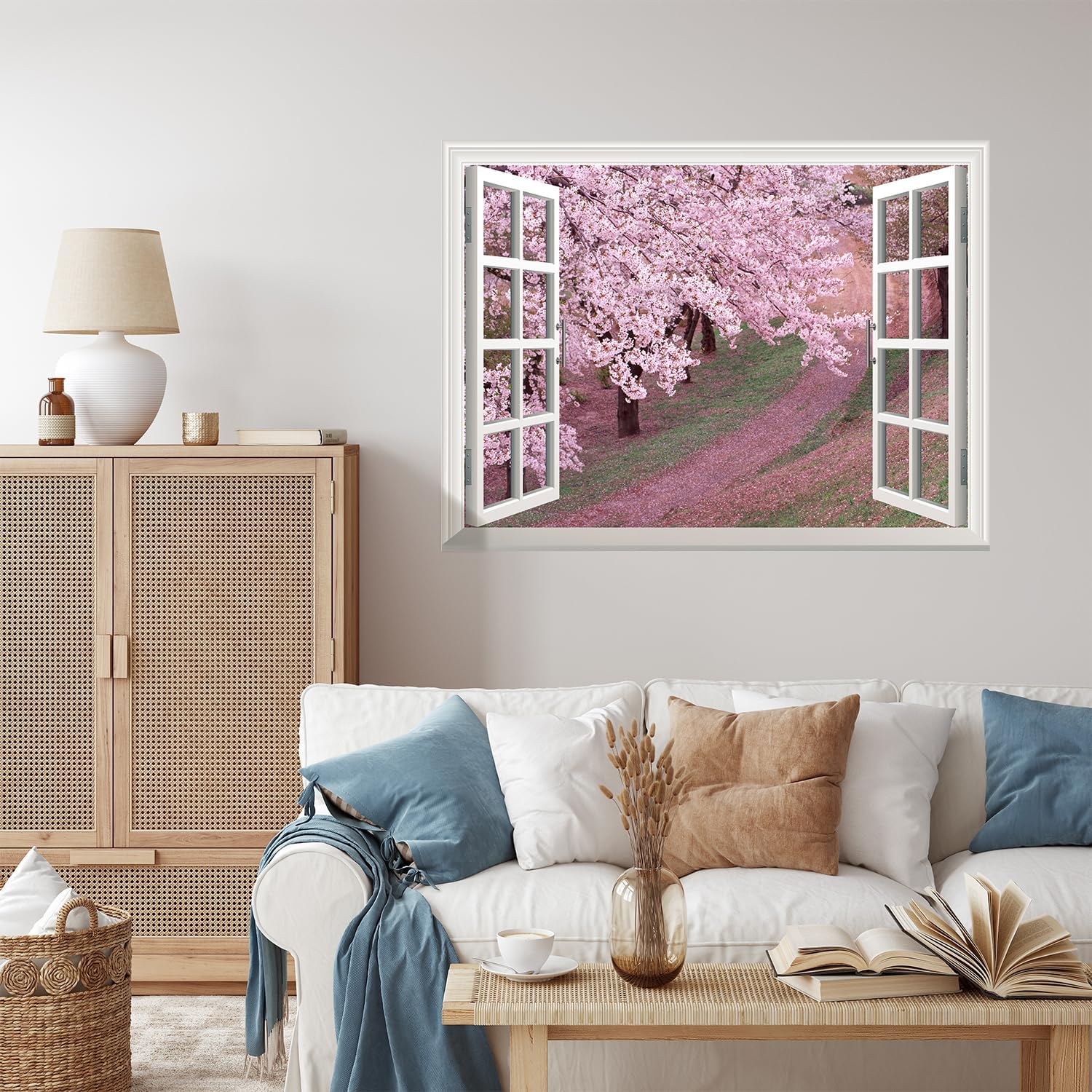 wall26 - Self-Adhesive Wallpaper Large Wall Mural Series (36"x48", Pink Cherry Blossom Spring)