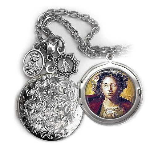St. Bona of Pisa Locket Necklace, Patron Saint of Pilgrims and Travelers, Italian Charms