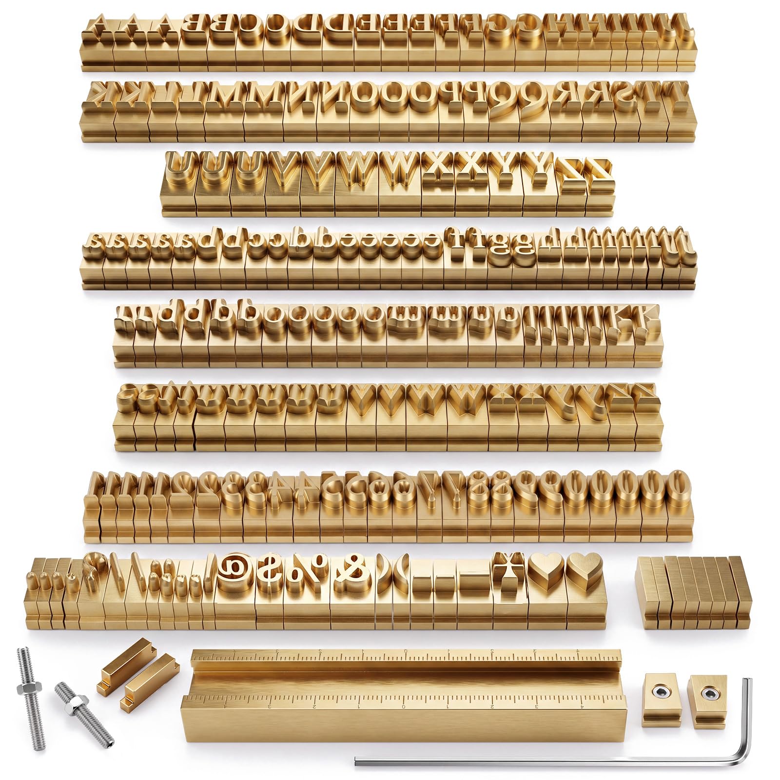 Hicarer 184 Pcs Brass Stamping Letter Set Hot Foil Machine, 0.24 in Letter