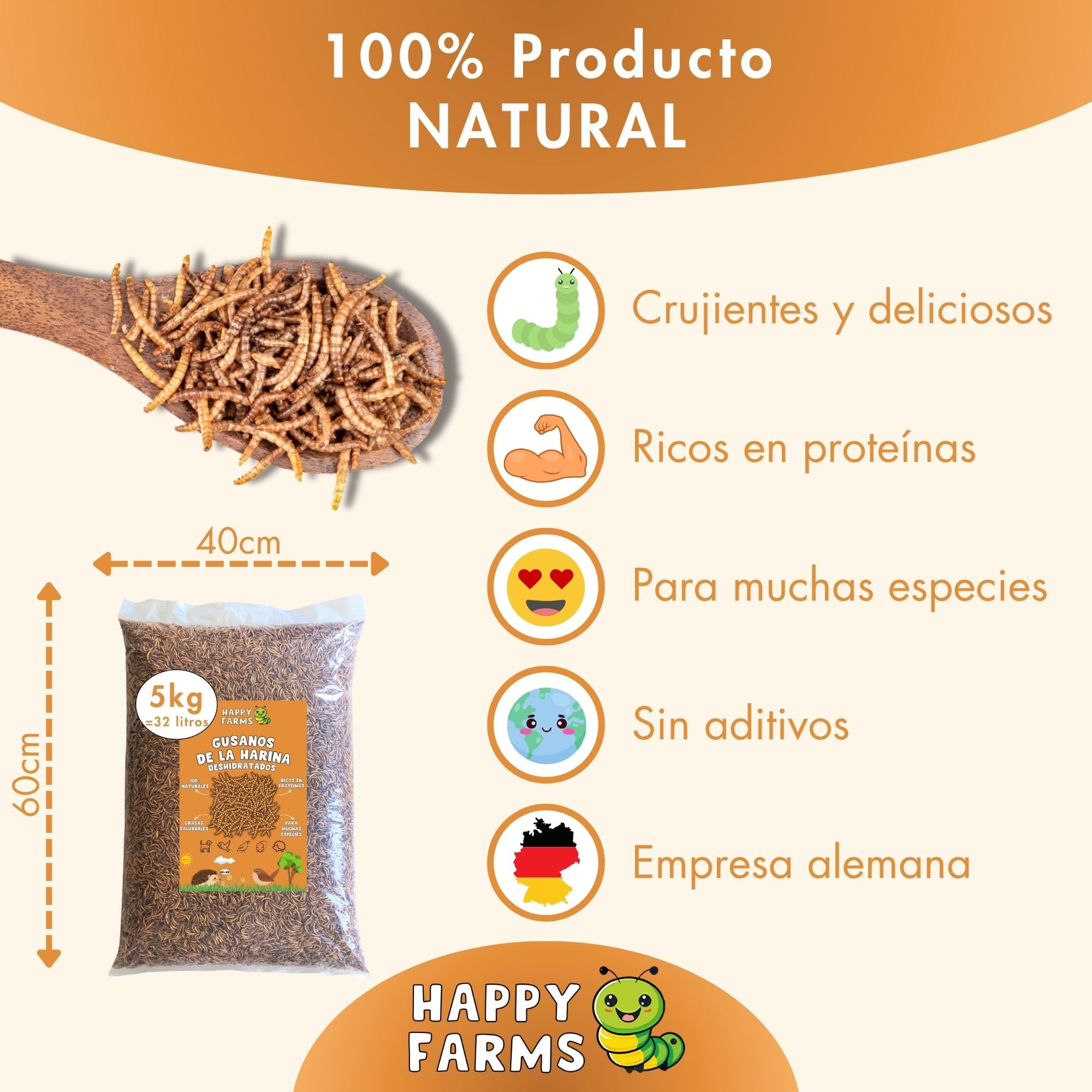 Gusanos de la Harina Deshidratados 10 kg – para Erizos, Pájaros y Gallinas – Ricos en Proteínas
