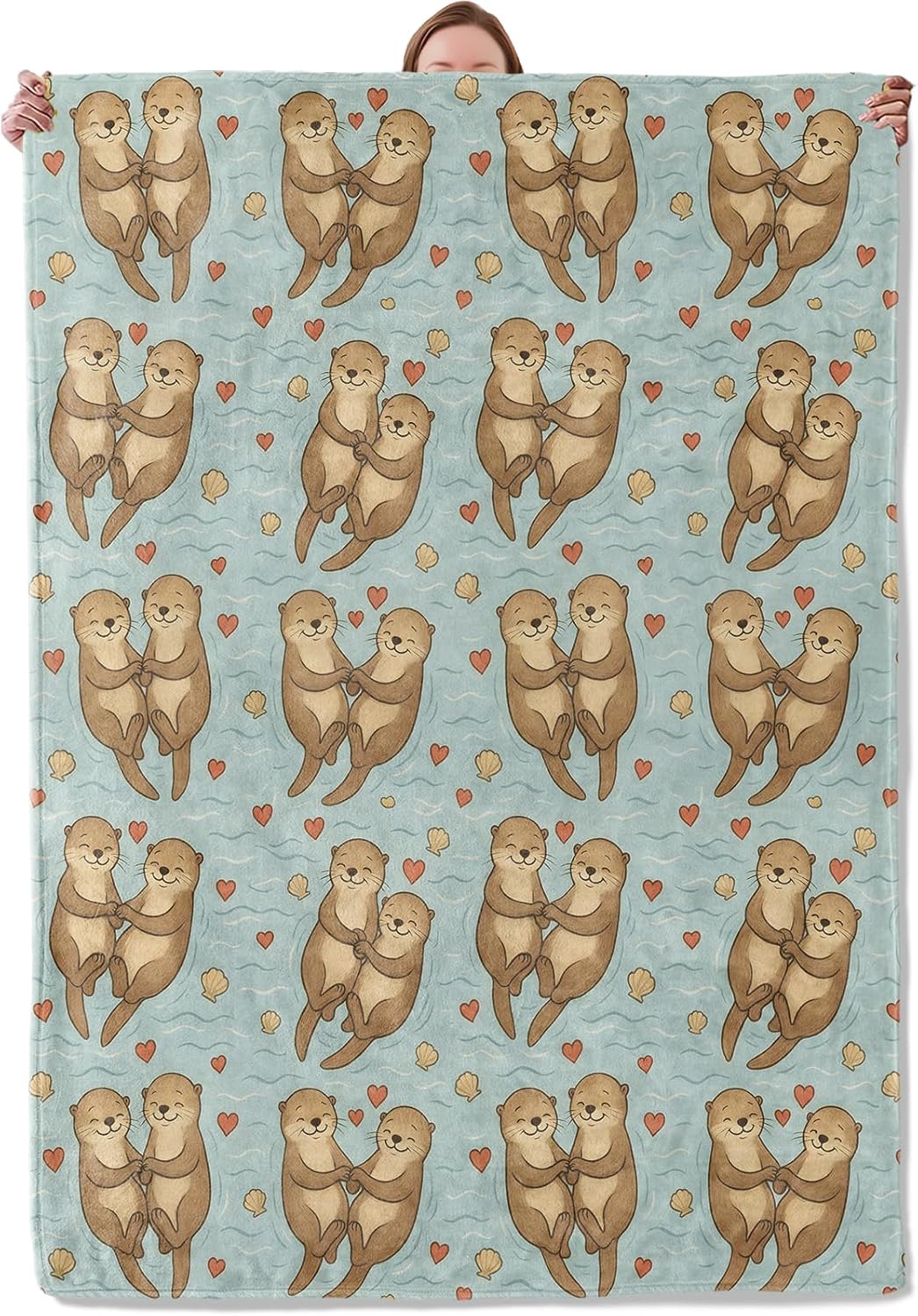 Mounidso Otter Blanket Gifts for Women Girls Kids, Soft Warm Lightweight Flannel Cute Marine Life Throw Blankets for Bedroom Living Room Home Sofa Decor 50" x 60", Animal Love Throws