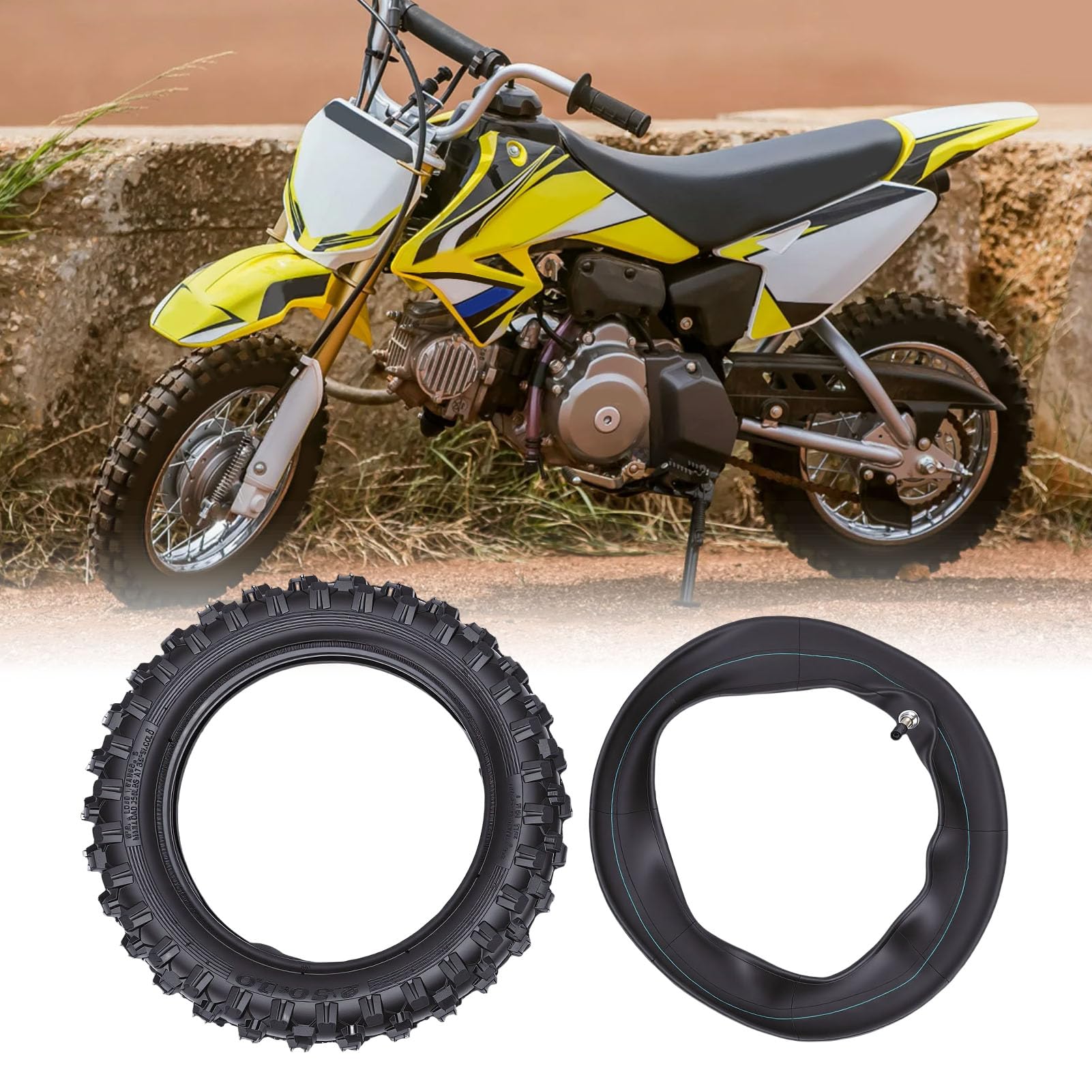 Aramox 2,5 10-calowe Opony Terenowe i Zestaw Dętek, Zamiennik dla CRF50 XR50 DRZ70 JR50 PW50 Motocykla Terenowego z grubą konstrukcją gumową, Maksymalne Obciążenie 255 Funtów
