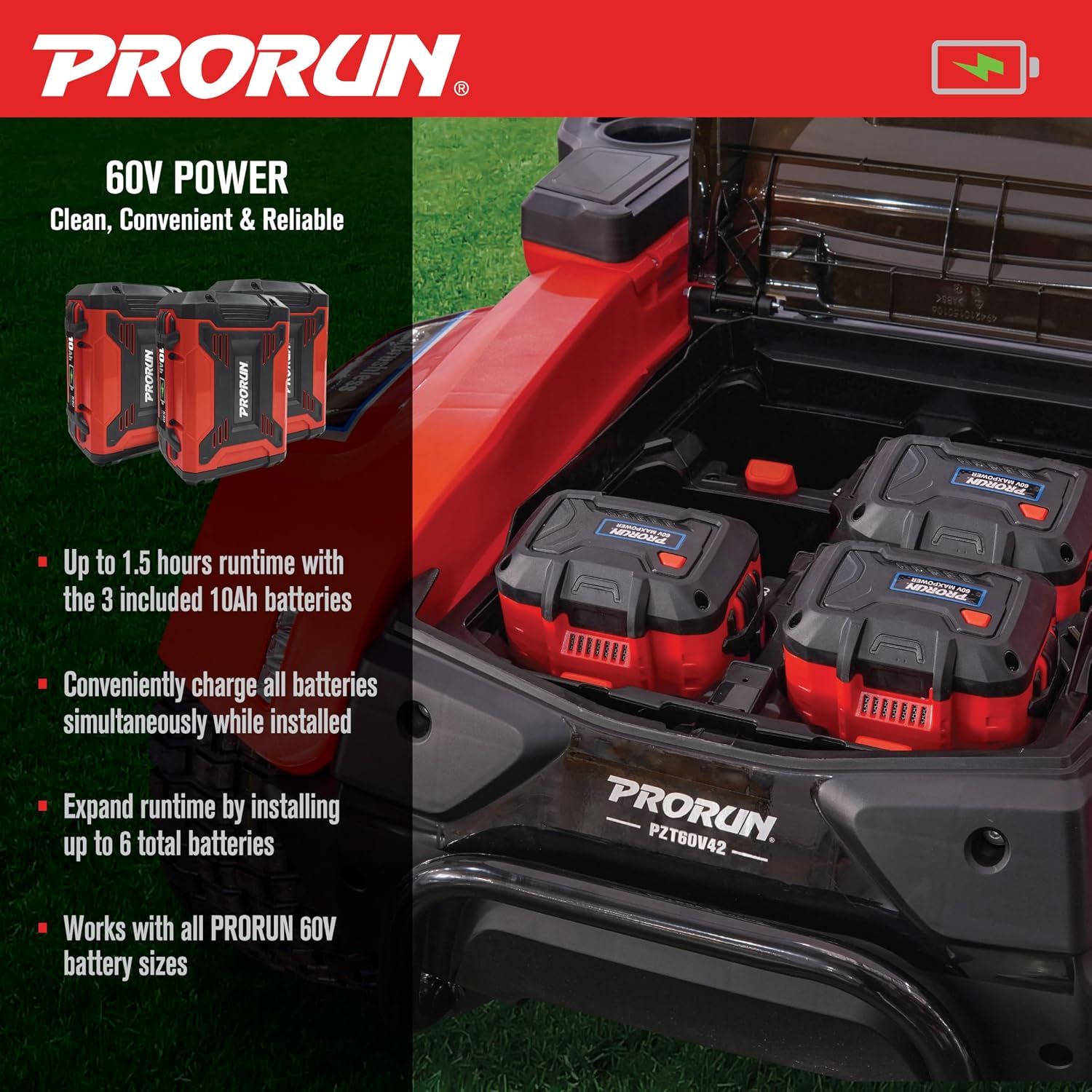PRORUN 60V Zero Turn Riding Lawn Mower photo 5
